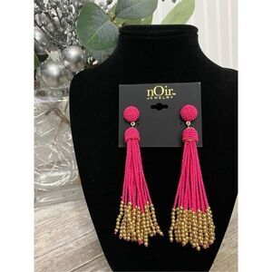nOir Jewelry Gold Fuschia Pink Beaded Earrings
